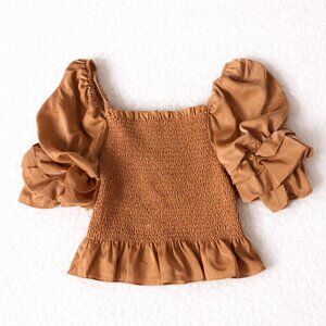 Linen Rose Boutique Women's Top EUC - Size Medium - Copper Puff Sleeve